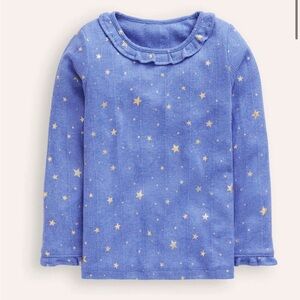 Mini Boden Ruffle Sparkle Pointelle T-shirt 6-7y
